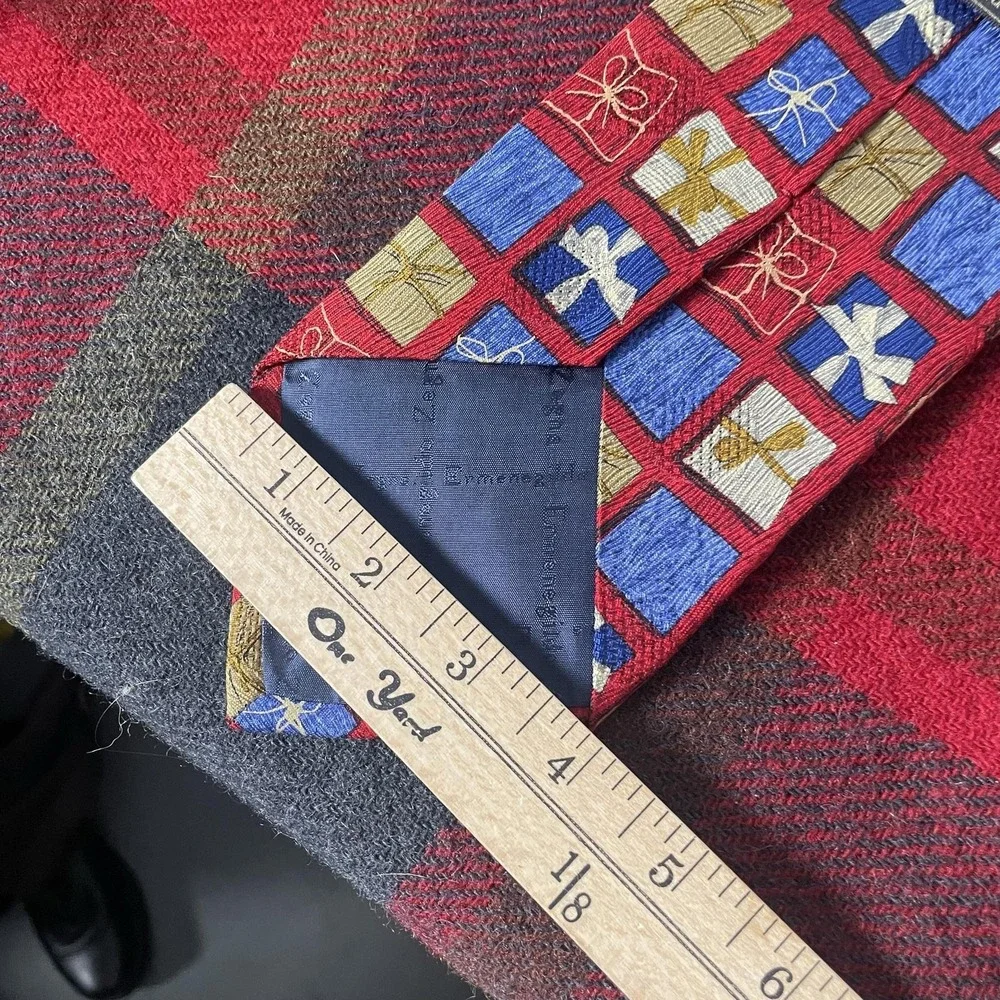 Ermenegildo Zegna Tie Mens One Size Red Silk Gift Boxes Christmas Holiday